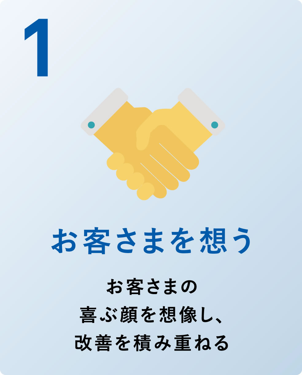 1 お客さまを想う お客さまの喜ぶ顔を想像し、改善を積み重ねる