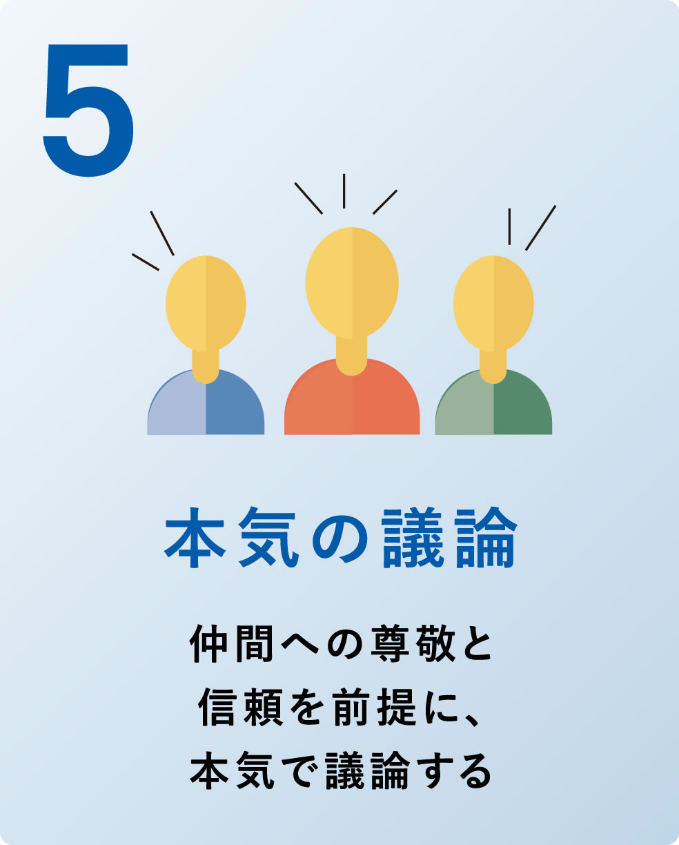 5 本気の議論 仲間への尊敬と信頼を前提に、本気で議論する